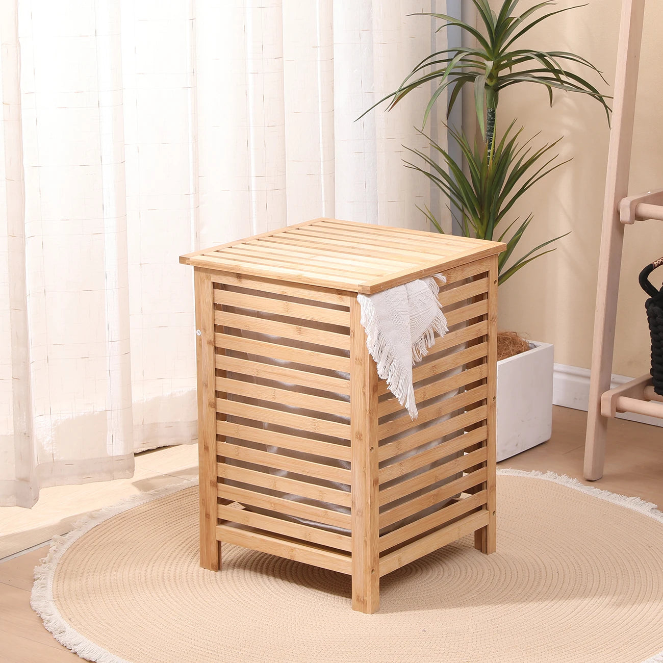 Arela Wooden Laundry Hamper