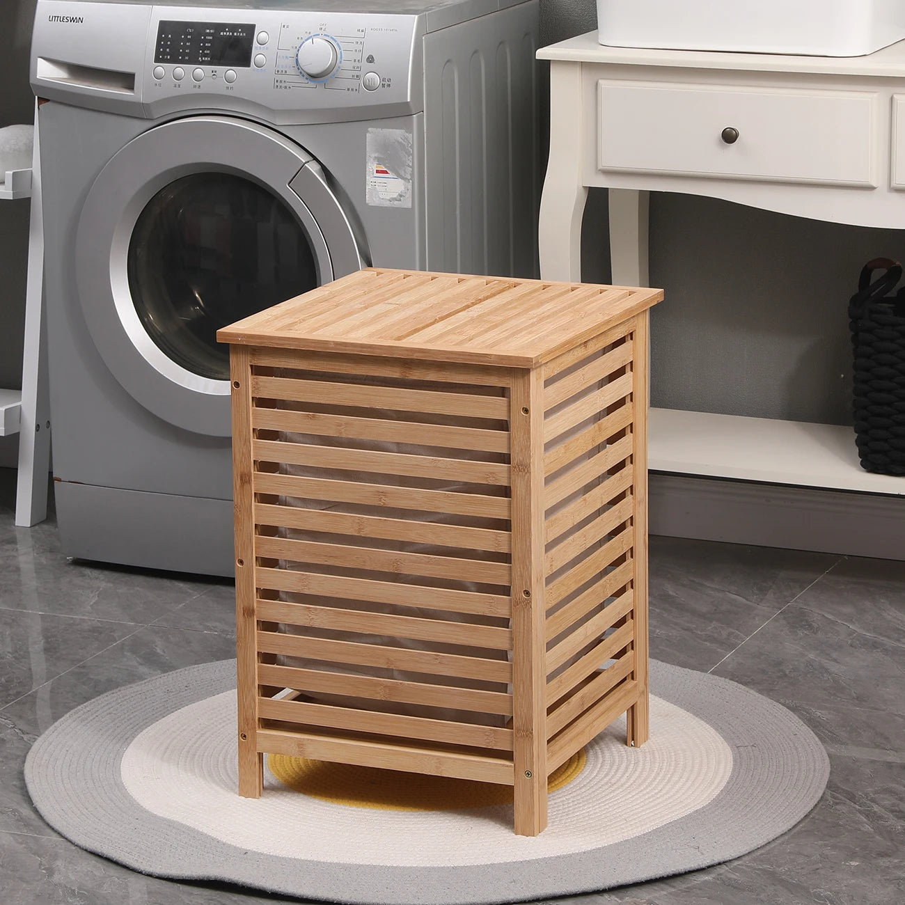 Arela Wooden Laundry Hamper