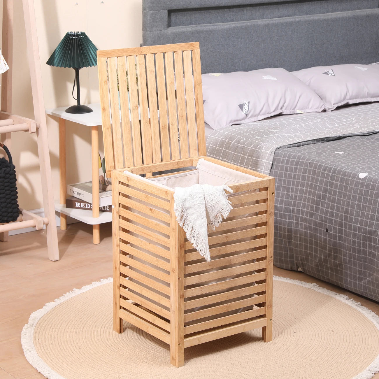 Arela Wooden Laundry Hamper