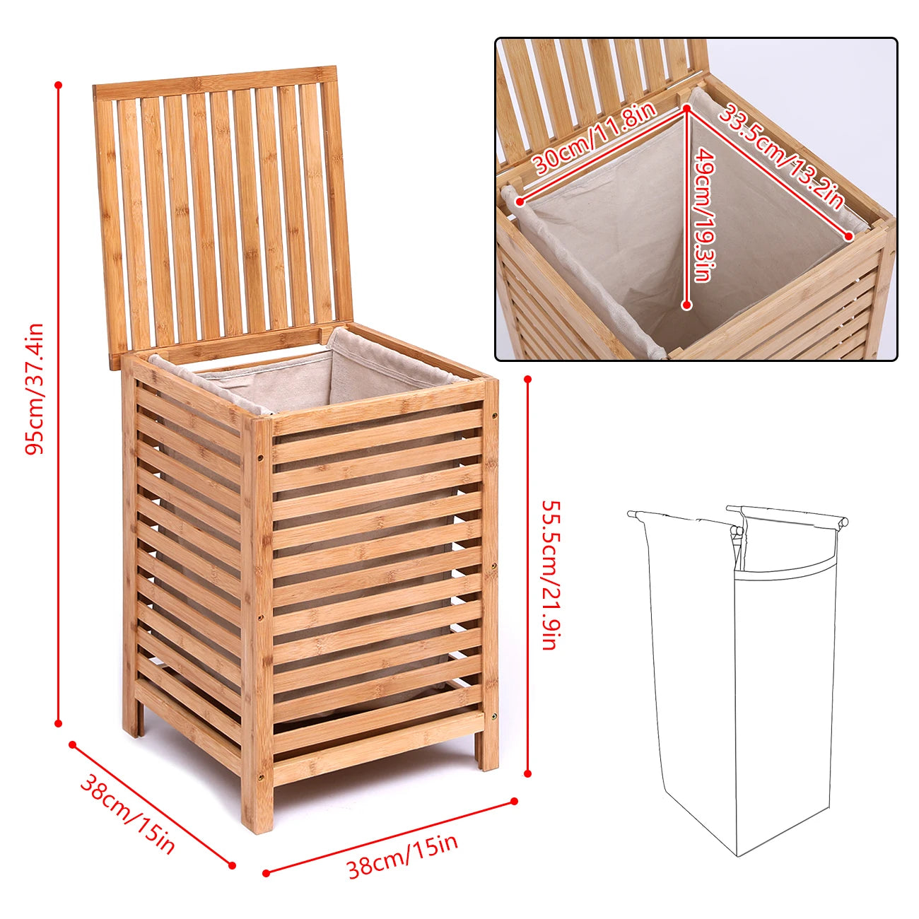 Arela Wooden Laundry Hamper