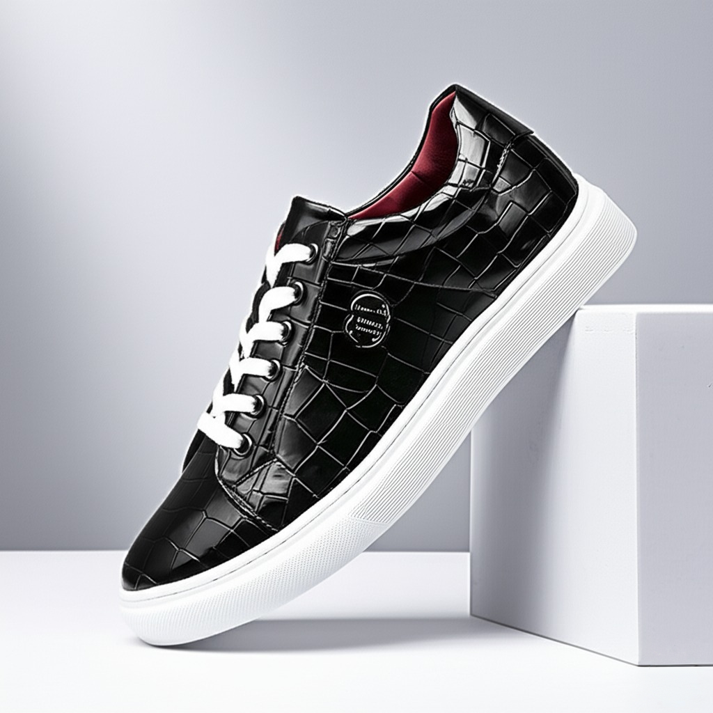 Valon Leather Crackled Sneakers