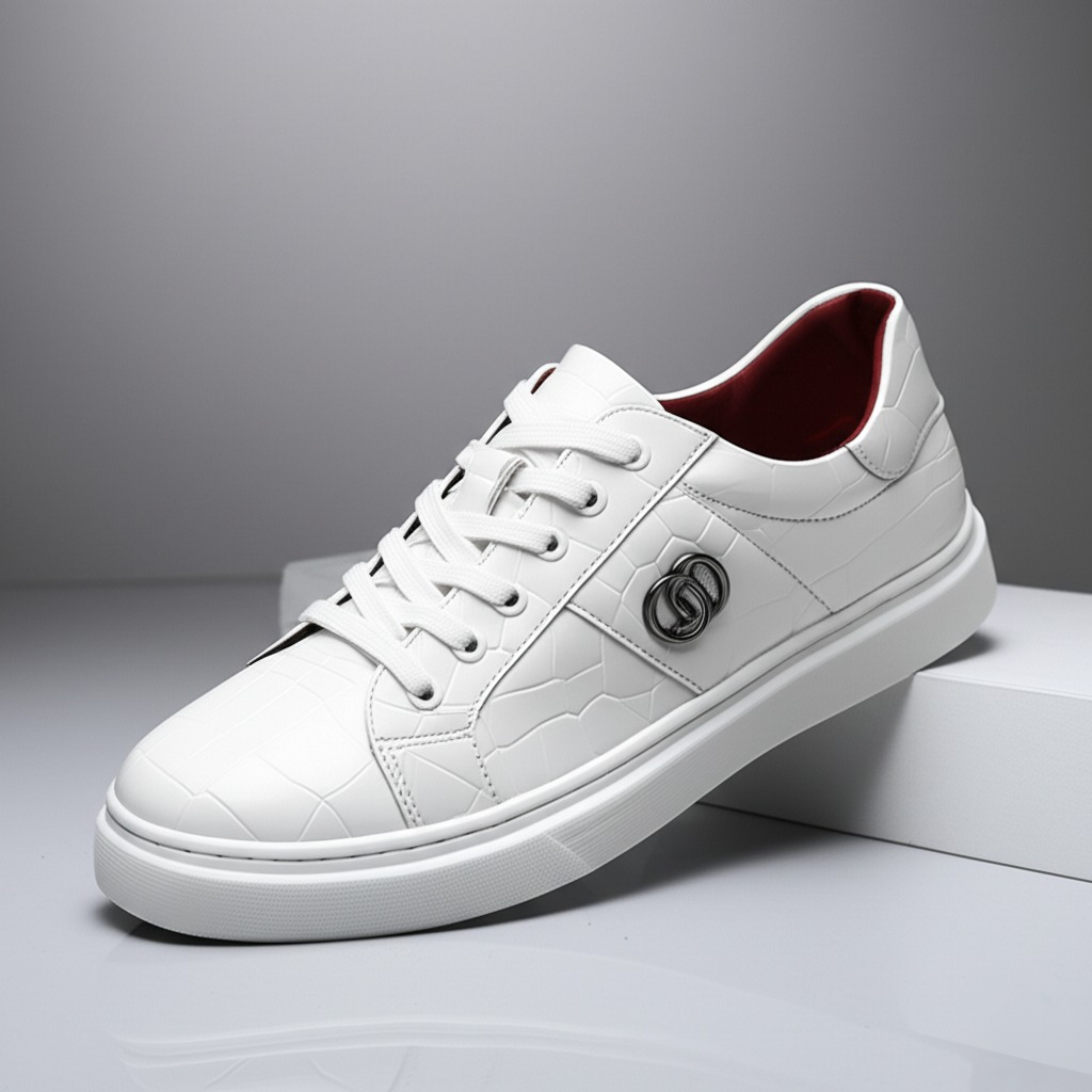 Valon Leather Crackled Sneakers
