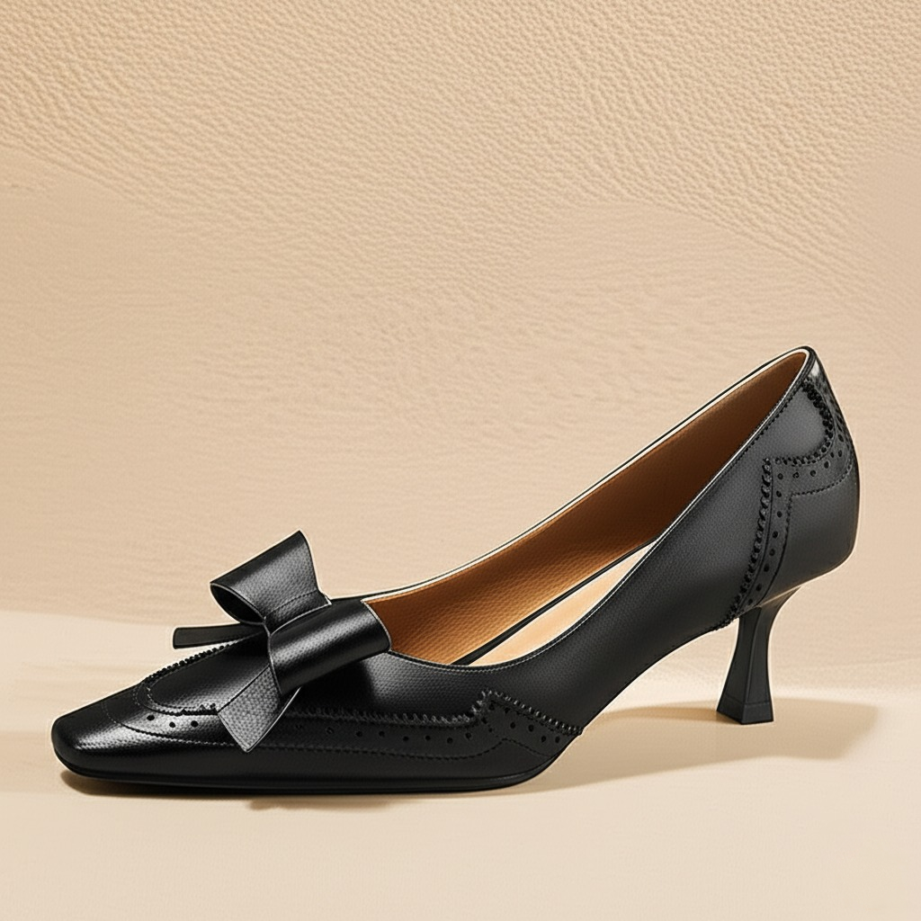 Delilah Leather Bow Heels