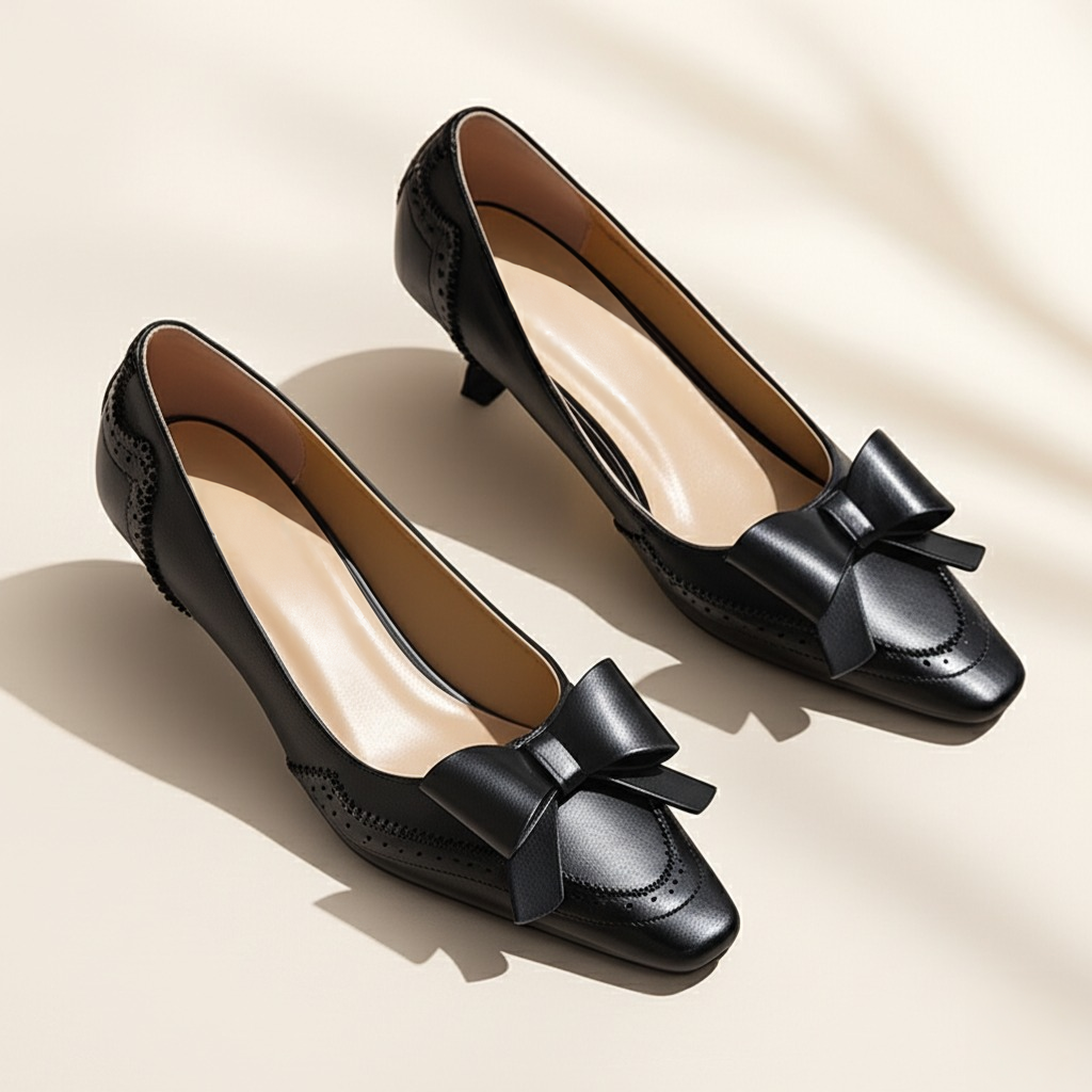 Delilah Leather Bow Heels