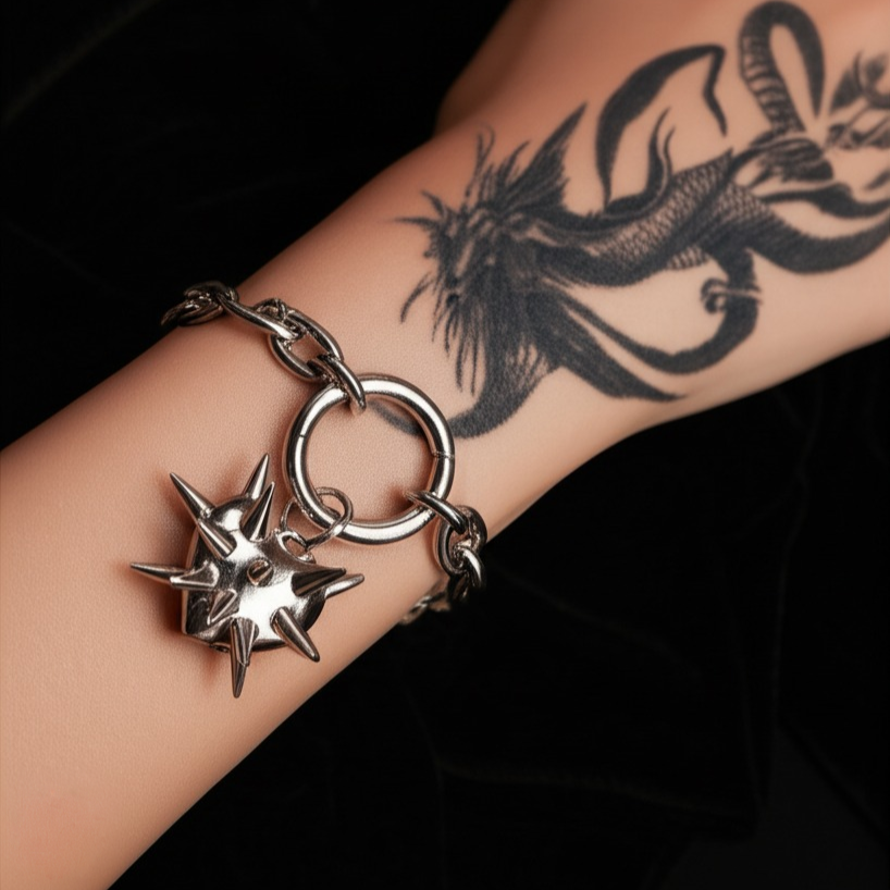 RavenFall Gothic Heart Pierced Bracelet