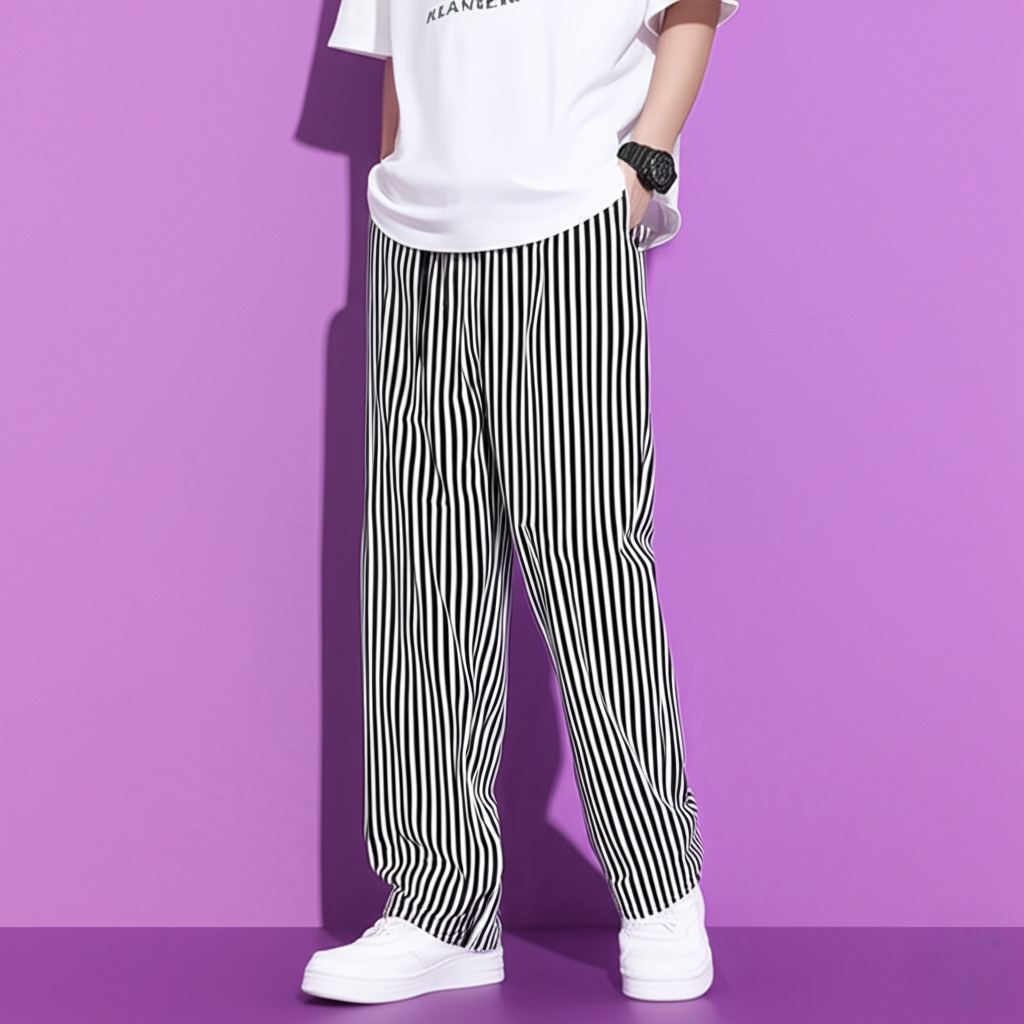 Favoral Loose Striped Wide Leg Pants