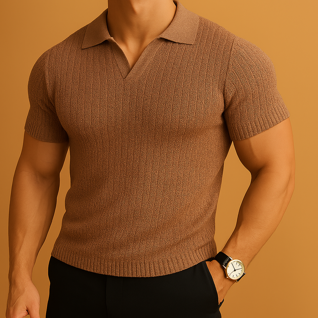 Royven Elastic Knitted Polo Shirt