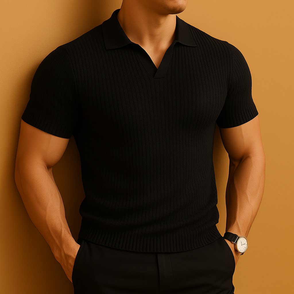 Royven Elastic Knitted Polo Shirt