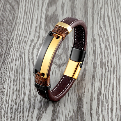 Virtus Stainless Steel Leather Bracelet