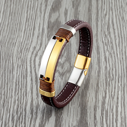 Virtus Stainless Steel Leather Bracelet