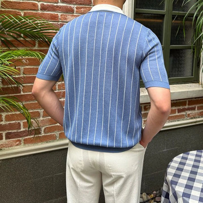 Pietrè Striped Knitted Polo Shirt