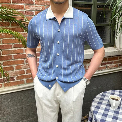 Pietrè Striped Knitted Polo Shirt