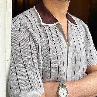 Pietrè Striped Knitted Polo Shirt