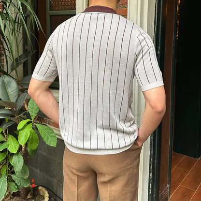 Pietrè Striped Knitted Polo Shirt