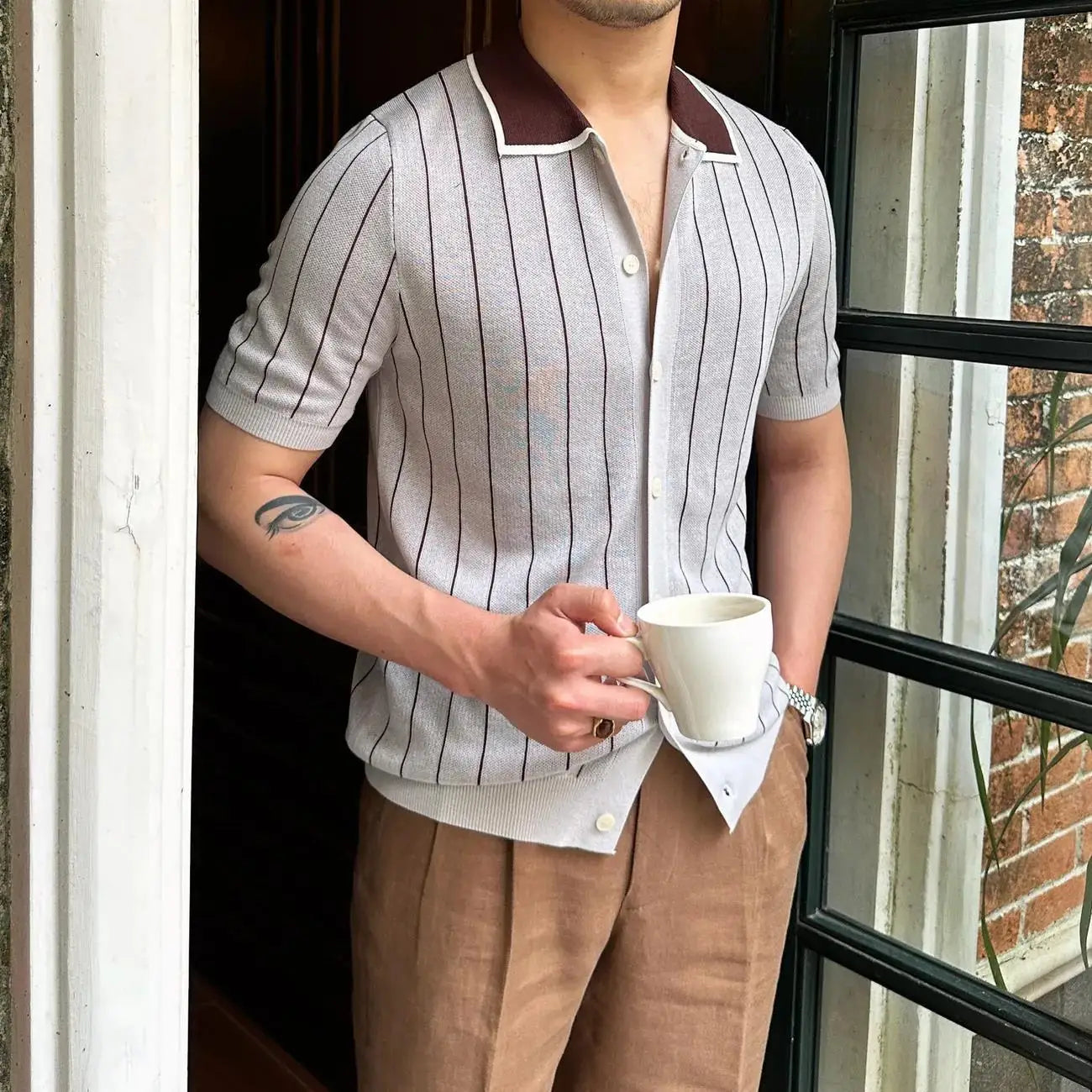 Pietrè Striped Knitted Polo Shirt