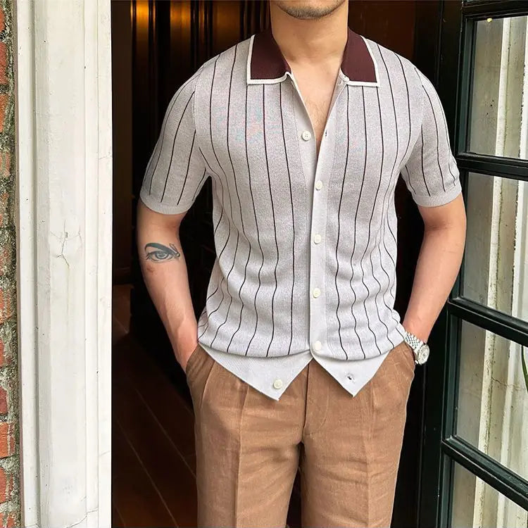 Pietrè Striped Knitted Polo Shirt
