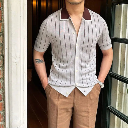 Pietrè Striped Knitted Polo Shirt