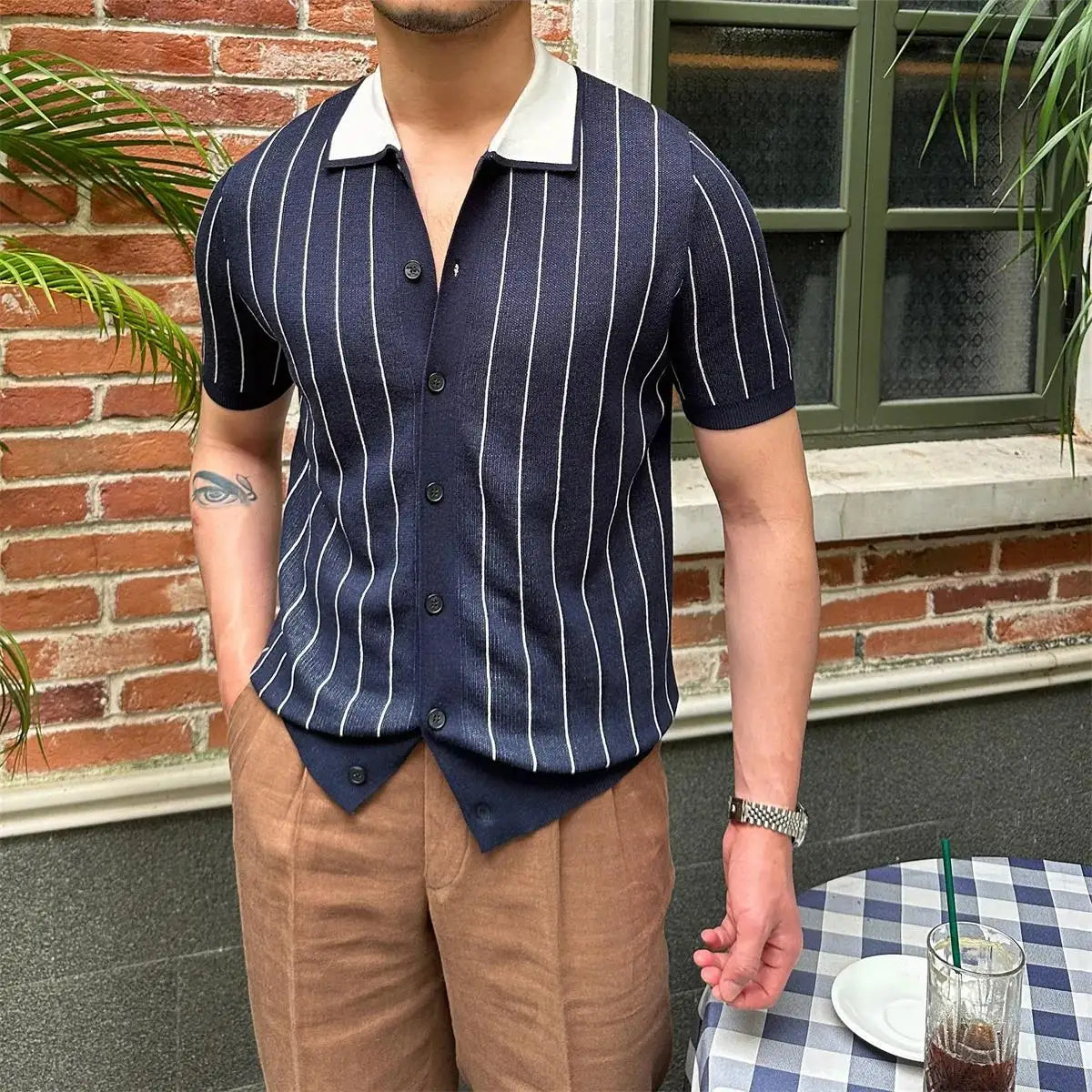 Pietrè Striped Knitted Polo Shirt