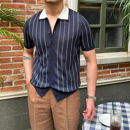 Pietrè Striped Knitted Polo Shirt