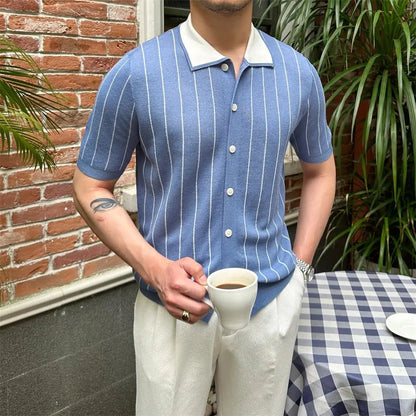 Pietrè Striped Knitted Polo Shirt