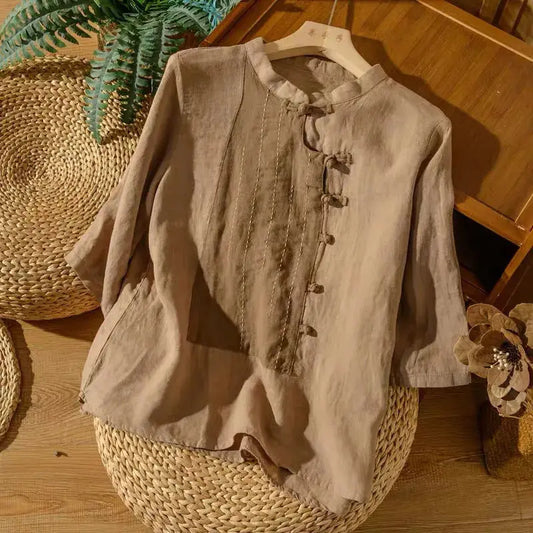 Bohemian Breeze Linen Blouse