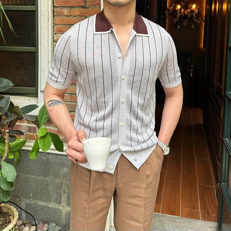 Pietrè Striped Knitted Polo Shirt