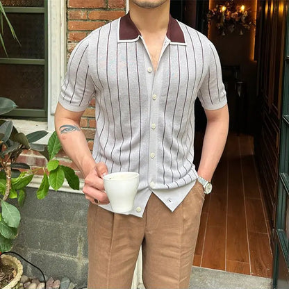 Pietrè Striped Knitted Polo Shirt