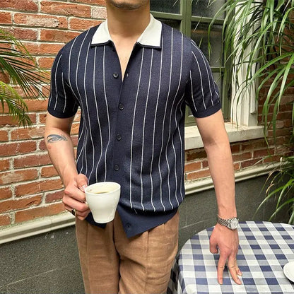 Pietrè Striped Knitted Polo Shirt