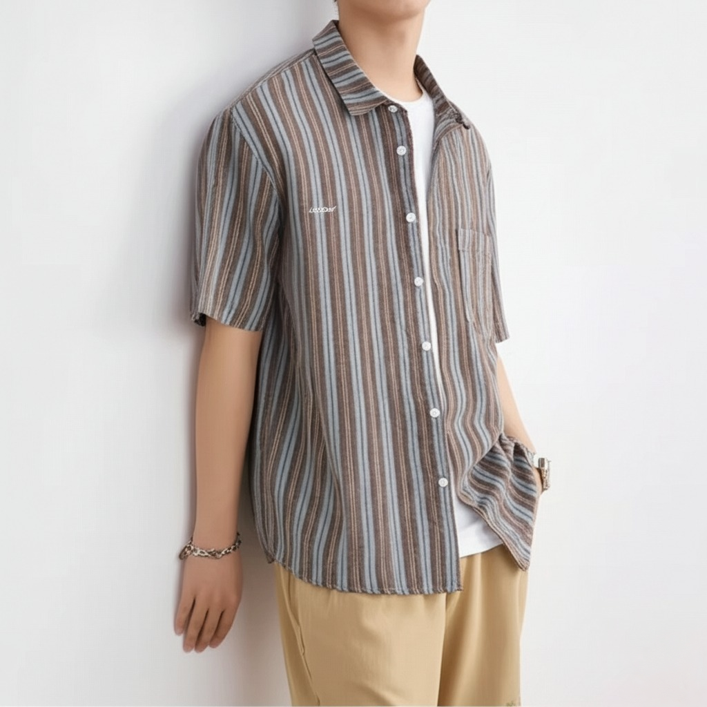 Reev Striped Short Sleeve Button-Up
