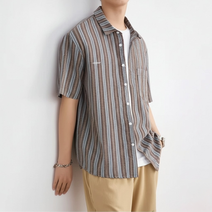 Reev Striped Short Sleeve Button-Up