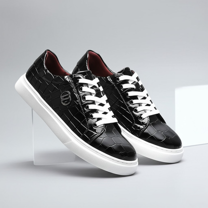 Valon Leather Crackled Sneakers