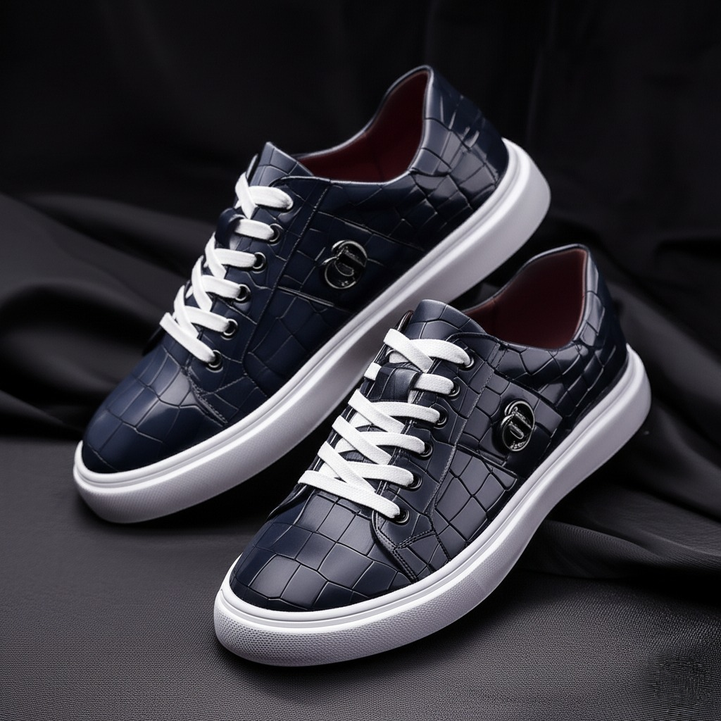 Valon Leather Crackled Sneakers