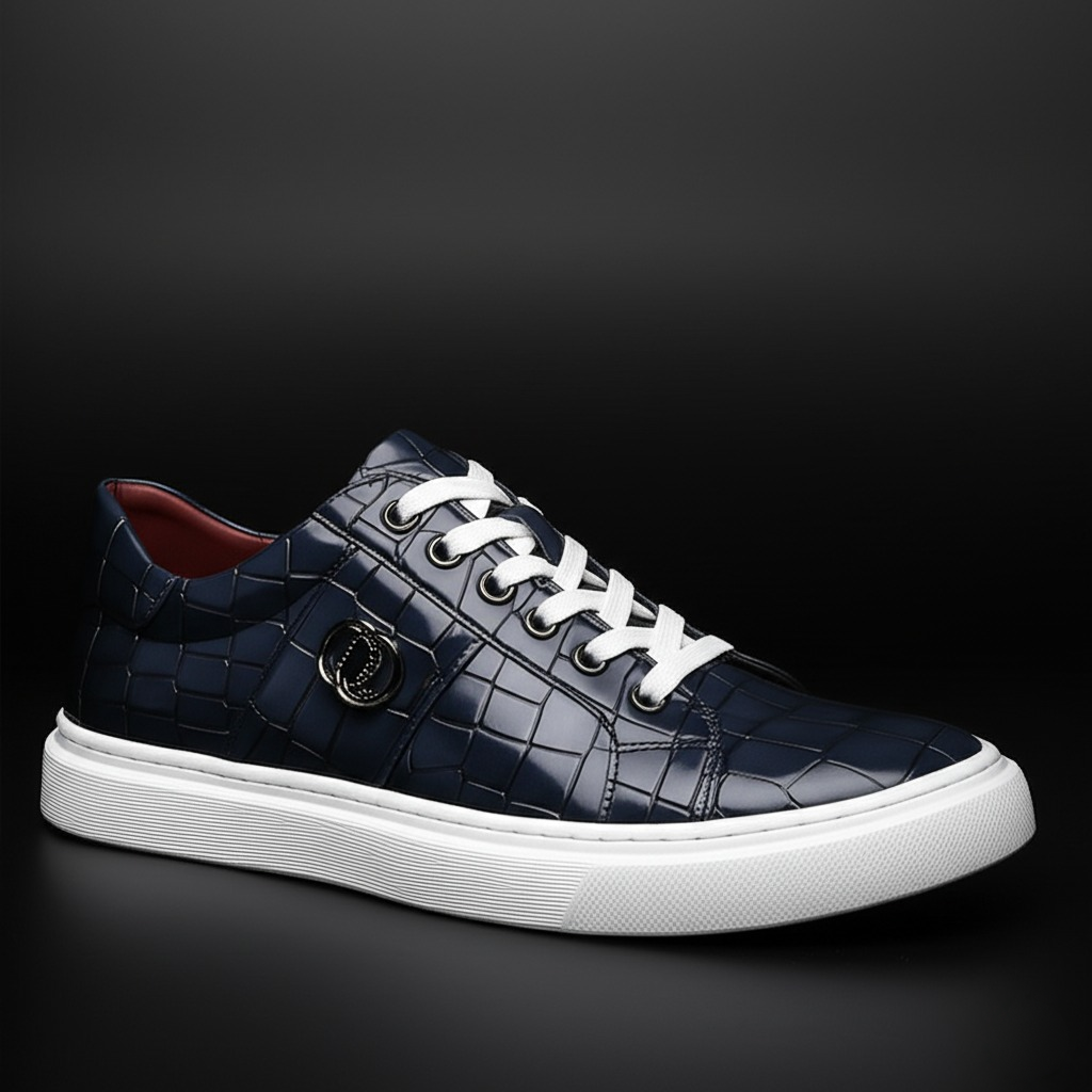 Valon Leather Crackled Sneakers
