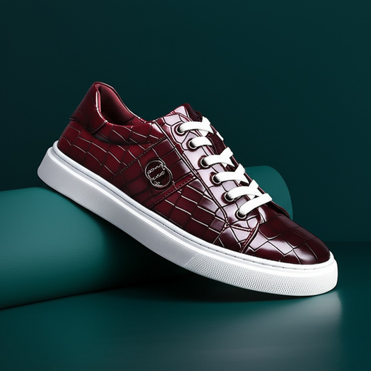 Valon Leather Crackled Sneakers