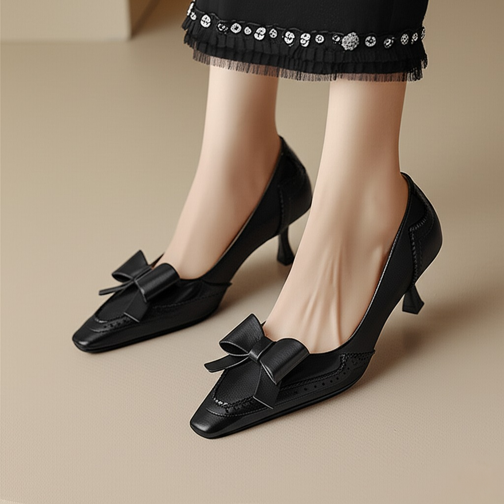 Delilah Leather Bow Heels