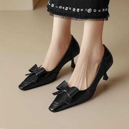 Delilah Leather Bow Heels