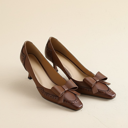 Delilah Leather Bow Heels