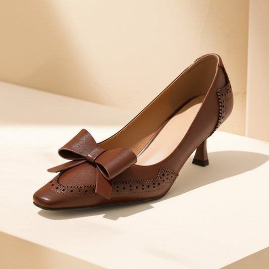 Delilah Leather Bow Heels