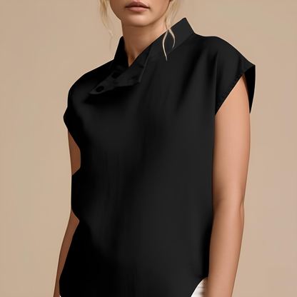 Florice Short Sleeve Buttoned Collar Blouse