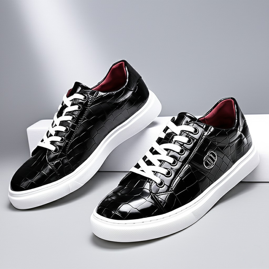 Valon Leather Crackled Sneakers
